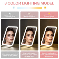 1 x RAW Customer Returns Kintion travel makeup mirror, portable makeup mirror with lighting, 360 rotating LED makeup mirror, 3-color dimmable lighting, rechargeable makeup mirror for the table, pink - RRP €24.19