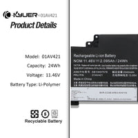 1 x RAW Customer Returns K KYUER 24Wh 01AV420 01AV421 Battery for Lenovo ThinkPad T470 T480 A475 A485 ryzen 5 pro ThinkPad 25 Anniversary Edition TP25 14 01AV489 01AV419 SB10K97578 SB10K97577 SB10K97576 Notebook Battery - RRP €39.16