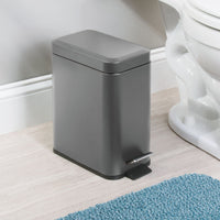 1 x RAW Customer Returns mDesign rectangular pedal waste bin with 5 L capacity - compact waste bin with inner bin for the bathroom, bedroom or office - modern waste paper basket made of stainless steel and plastic - dark gray - RRP €29.2