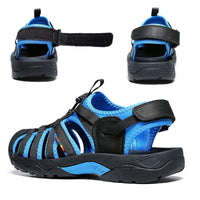 1 x RAW Customer Returns ZYLDK Men s Women s Leather Sandals Beach Trekking Sandals Outdoor Sandals Summer Hiking Sandals Men Breathable Closed Sandals Size 38-46 Blue 45 EU - RRP €44.99