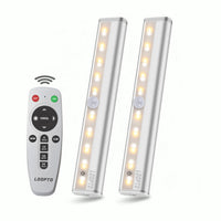 1 x RAW Customer Returns LDOPTO LED Light Battery Operated LED Lights with Remote Control, Portable Night Lights with Magnetic Adhesive Tape to Fix Anywhere Adjustable Brightness Automatic Off Timer, Silver 2 Pack - RRP €19.86