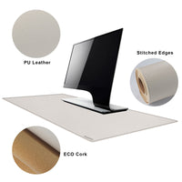 1 x RAW Customer Returns MAIDERN Desk Pad 100x40cm, Cork PU Leather Two-Sided Table Pad, Extra Large Mouse Pad, Waterproof Leather Writing Pad on Desks, Office and Home Table Pad Cream  - RRP €25.15