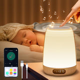 1 x RAW Customer Returns One Fire bedside lamp for children with light alarm clock, APP night light for children with alarm clock for children, RGB 10 brightness bedside lamp touch dimmable, 14 white noise night light baby nursing light - RRP €26.03