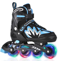 1 x RAW Customer Returns TOMSHOO Roller Skates, Inline Roller Skates with 4 Sizes Adjustable, LED Wheels, Multiple Size Options, Inline Skates for Children Adults Boys Girls, Blue, L - RRP €49.99