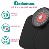 1 x RAW Customer Returns Adamson A23 Body Weight Scale - Up to 160 kg - XL Oversize Scale 36 cm x 35 cm - Non-slip Rubber Surface Extra Large Numbers - Analogue Bathroom Scale - 20 Year Warranty - RRP €59.97