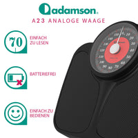 1 x RAW Customer Returns Adamson A23 Mechanical Bathroom Scale, Analogue, Up to 160 kg, Anti-Slip Feet - Durable, Accurate and precise - For your home - Bedroom and Bathroom - RRP €60.47