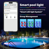 1 x RAW Customer Returns YASBED Submersible LED Pool Light, 54W Multicolor RGB Pool Lights Pool Lamp, IP68 Waterproof Pool Light with App Control, Wall Mounted Pool Lighting, 3m Cable AC DC 12-24V  - RRP €89.81