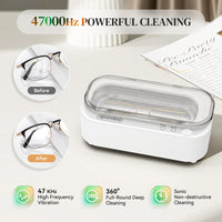 1 x RAW Customer Returns Ultrasonic cleaning device, ultrasonic cleaner for glasses, jewelry, watches, dentures, glasses cleaning device with powerful cleaning with 47 kHz and 2 modes - RRP €32.26