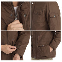 1 x Brand New CHEXPEL Men s Thick Winter Jackets with Hood Fleece Lining Cotton Military Jackets Work Jackets with Cargo Pockets, Brown-02, XXL - RRP €72.65