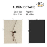 1 x RAW Customer Returns VEESUN photo album for self-design, black pages photo albums scrapbook large for gluing, linen refillable photo book guest book family book, birthday anniversary gift women, button, MULTIWAY - RRP €18.54