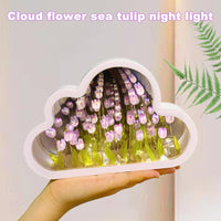 1 x RAW Customer Returns Tulip Night Light, 2 in 1 DIY Cloud Tulip Mirror Lamp, Cloud Tulip Mirror Lights Decoration, LED Flower Bedside Lamp Birthday Gifts Home Decoration for Friends, Girls, Couples, Children Purple  - RRP €21.06