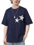 1 x RAW Customer Returns Aelfric Eden T-shirt Oversized Men s T-shirt Summer Short Sleeve Round Neck Basic Tops Casual Y2K T-shirt with Stars Streetwear Longshirt Tops Black Blue S - RRP €40.33