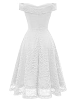 1 x RAW Customer Returns Homrain Women s Bridesmaid Dresses Off Shoulder Lace Dress Rockabilly Cocktail Dress Swing Rockability A-Line High Low Ball Gown -1White 3XL - RRP €46.99