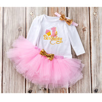 1 x RAW Customer Returns 3PCS Baby Girl Clothes Newborn Birthday Outfit Long Sleeve Cotton Romper Tutu Skirt Headband Set,Pink 6-12 Months - RRP €22.14