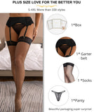 1 x RAW Customer Returns Faux Leather Suspenders Lingerie Set with Stockings Large Sizes Sexy Wide Suspender Belt with 4 Holders Suspender Set Wetlook Suspender Belt Stockings Plus Size with G-string Black, 3XL-4XL - RRP €21.99