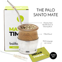 1 x RAW Customer Returns balibetov Yerba Mate Wood Gourd Set - Traditional Palo Santo and Aluminum Made Cup with Bomba Yerba Mate Straw Wood with Aluminum Base  - RRP €24.08