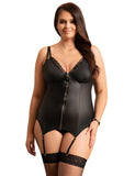 1 x RAW Customer Returns ohyeahlady Leather Dress Women Sexy Babydoll Plus Size PU Leather Underwear Lingerie Curvy with Suspenders V-Neck Elegant Wetlook Negligee Chubby Clubwear Catsuit Black, XXL - RRP €27.99