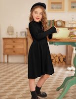 1 x RAW Customer Returns Arshiner Girls Sweater Dress Autumn Winter Dress Long Sleeve Knitted Dress Flare Skater Dress A-line Plain Basic Children s Casual Dress Black 130 - RRP €26.99