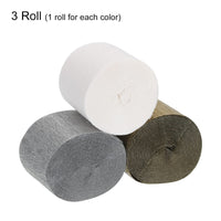 1 x Brand New sourcing map Crepe Paper Streamers 3 Rolls 32 Feet in 3 Colors for Rainbow Party Decorations Wedding Ceremony Birthday Christmas Decoration Silver White Gold  - RRP €19.2