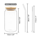 1 x RAW Customer Returns Winter Shore 500 ml Glass Tumbler with Lid and Straw 4-Pack - Reusable Drinking Glass with Bamboo Lid - 4 Glass Straws, 2 Brushes - Can Shape Glasses for Iced Coffee, Tea, Boba - RRP €23.18