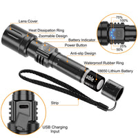 1 x RAW Customer Returns Banral Flashlight LED Rechargeable, Super Bright Zoomable Flashlight with 5 Light Modes, IPX5 Waterproof Handheld Lamp Long Operating Time for Camping, Hiking, Fishing, Outdoor, Emergency - RRP €20.16