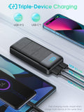 1 x RAW Customer Returns Power Bank 22.5W, Powerbank 30000mAh USB C PD20W fast charging function, external cell phone battery portable charger with LED display 3 outputs 2 inputs Protable Mobile Power Bank Station for smartphones - RRP €36.29