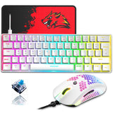 1 x RAW Customer Returns ZIYOU LANG 60 Compact RGB Gaming Mechanical Keyboard White Set Combo - Blue Switch - Mini QWERTY Layout Detachable USB-C Cable - 12000 DPI Honeycomb Programming Mouse for PC PS4 Xbox Tablet - RRP €39.74