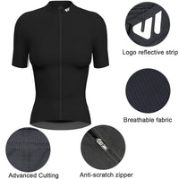 1 x RAW Customer Returns Lo.gas cycling jersey women short sleeve, cycling jersey road bike jersey breathable women bicycle shirt summer bicycle jacket cycling top with 3 pockets M black - RRP €36.29