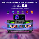 1 x RAW Customer Returns Bluetooth Speaker 60W 80W peak Portable Music Box, with Subwoofer, FM Radio, LED Colorful Lights, EQ, 30 Meter Range, Bluetooth 5.0 Wireless Stereo Speaker for Home Party Camping - RRP €69.58