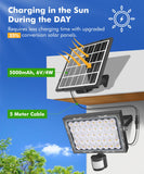 1 x RAW Customer Returns CLY 30W Solar LED Light Outdoor with Motion Sensor, 2600LM Solar LED Spotlights Outdoor 2500K-6500K 6 Modes Solar LED Outdoor Spotlight IP66 Outdoor LED Floodlight with 5000mAh Solar Panel - RRP €29.99