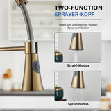 1 x RAW Customer Returns HUAHOMDY Kitchen Faucet Brushed Gold Kitchen Faucet Extendable 360 Rotatable High Pressure Kitchen Faucet Cold and Hot Mixer Tap Kitchen Faucet - RRP €38.0