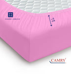 1 x RAW Customer Returns Camry fitted sheet 120x200cm - 130x200cm light pink cotton bed sheet jersey fitted sheet Oeko-Tex 100 - RRP €11.87