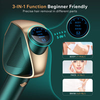 1 x RAW Customer Returns IPL Devices Hair Removal Laser 3 in 1 Function Efficient Laser Hair Removal 9 Energy Levels 999,900 Light Pulses Home Epilator for Men, Women, Face, Armpits, Legs and Body - RRP €80.66