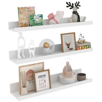 1 x RAW Customer Returns EXYGLO Wall Shelf, White Floating Shelf, Space Saver for Bedroom, Living Room, Bathroom and Kitchen, 60cm Set of 3 - RRP €35.99