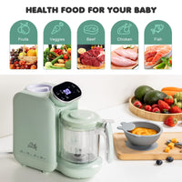 1 x RAW Customer Returns 5-in-1 baby food processor, baby food maker, baby puree maker, baby food preparation, bottle warmer - baby steaming, mixing, warming green  - RRP €117.96