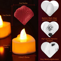 1 x RAW Customer Returns 1000 Pieces Artificial Fake Rose Petals and 24 Heart Shaped Flameless LED Tealight Candles Romantic Love LED Candles Artificial Petals for Valentine s Day Wedding Yellow  - RRP €19.44