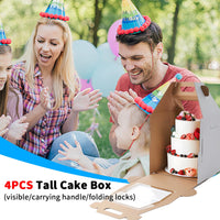 1 x RAW Customer Returns TAZZOR 4 pieces of cardboard cake boxes in 3 sizes to choose from - cake boxes with handle, stable and visible - cake transport boxes - cake boxes and cake containers 16 16 18 inch  - RRP €49.88