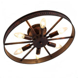 1 x RAW Customer Returns LANTING Retro Ceiling Lamp Wheel Ceiling Light Industrial Vintage Bedroom Living Room Lamp 6 Flame Chandelier Made of Iron E14 Ceiling Lamps Round 46cm - RRP €87.82