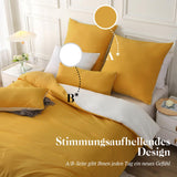 1 x RAW Customer Returns SOULFUL bed linen 135x200 cotton 2 pieces, bed linen sets yellow with zipper, similar texture to stone washed linen, contains 1 duvet cover 135x200 and 1 pillowcase 80x80 - RRP €31.7