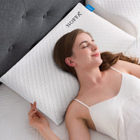 1 x RAW Customer Returns NOFFA Pillow Flat Thin 40x60, Flat Pillow for Stomach Sleepers, Memory Foam Low Pillow for Children, Back Sleepers, Viscous Sleeping Pillow 6 cm Height - RRP €39.99