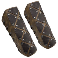 1 x RAW Customer Returns HiiFeuer Medieval Brigantine Style Armguards, Faux Leather Mercenary Combat Gauntlet, Renaissance Knight Arm Guard, Vintage Style Brown B  - RRP €28.73