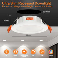 1 x RAW Customer Returns BOYIR LED recessed spotlights 230V flat dimmable 5W 500lm LED spots IP44 bathroom recessed lights ceiling spots ceiling spotlights, warm white neutral white cold white recessed spots, set of 10 - RRP €50.41