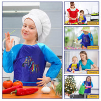 4 x Brand New Pack of 2 children s painting smocks, waterproof painting aprons with sleeves and 3 pockets for boys and girls aged 3-8 years - ideal for painting, cooking, eating and laboratory activities rainbow and horse  - RRP €110.4