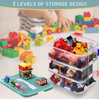 1 x RAW Customer Returns Children s storage box with lid building blocks boxes storage toy box children s room children s box 3 levels stacking boxes storage box storage boxes transparent organizer box separable plastic box - RRP €55.99