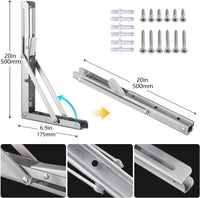 1 x RAW Customer Returns Professional folding bracket heavy duty, stainless steel folding brackets folding bracket table folding shelf brackets folding bracket shelf bracket for benches and shelves 500mm, 2 pieces  - RRP €36.29