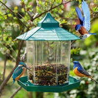 1 x RAW Customer Returns LUKDUNG bird feeder, bird feeder, hanging bird feeder, high capacity feeder, bird house with roof, weatherproof balcony suitable for all garden birds, green - RRP €18.14