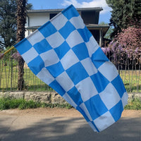 1 x RAW Customer Returns NARAMAKI Napoli Checkered Flag White and Blue 90x150cm Football Championship Chequered Flag  - RRP €18.94