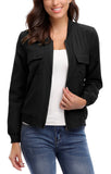 1 x RAW Customer Returns MISS MOLY Women s Bomber Jacket with Zipper Long Sleeves Bomber Jacket Elegant Black Medium - RRP €36.29