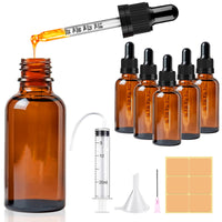 1 x RAW Customer Returns CoKeeSun Pack of 5 30 ml glass bottles with pipette, reusable pipette bottle, brown glass bottle, apothecary bottle with funnel, syringe, label for essential oils, aromatherapy fragrances - RRP €9.06