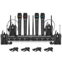 1 x RAW Customer Returns Debra Audio AU800 Pro UHF 8-Channel Wireless Handheld Microphone, with 8 Handheld Microphones, Metal Receiver, Ideal for Karaoke, Church Parties with 4 Handhelds and 4 Pouches  - RRP €329.0